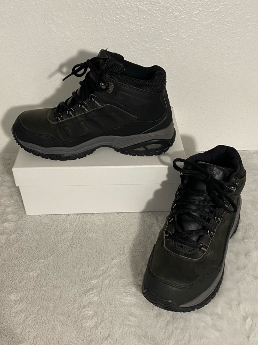 Skechers Work Black Leather Steel Toe Work Boots Women’s Size 7